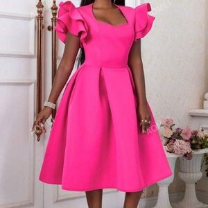 Flying Sleeve Pleated Swing Party Dress